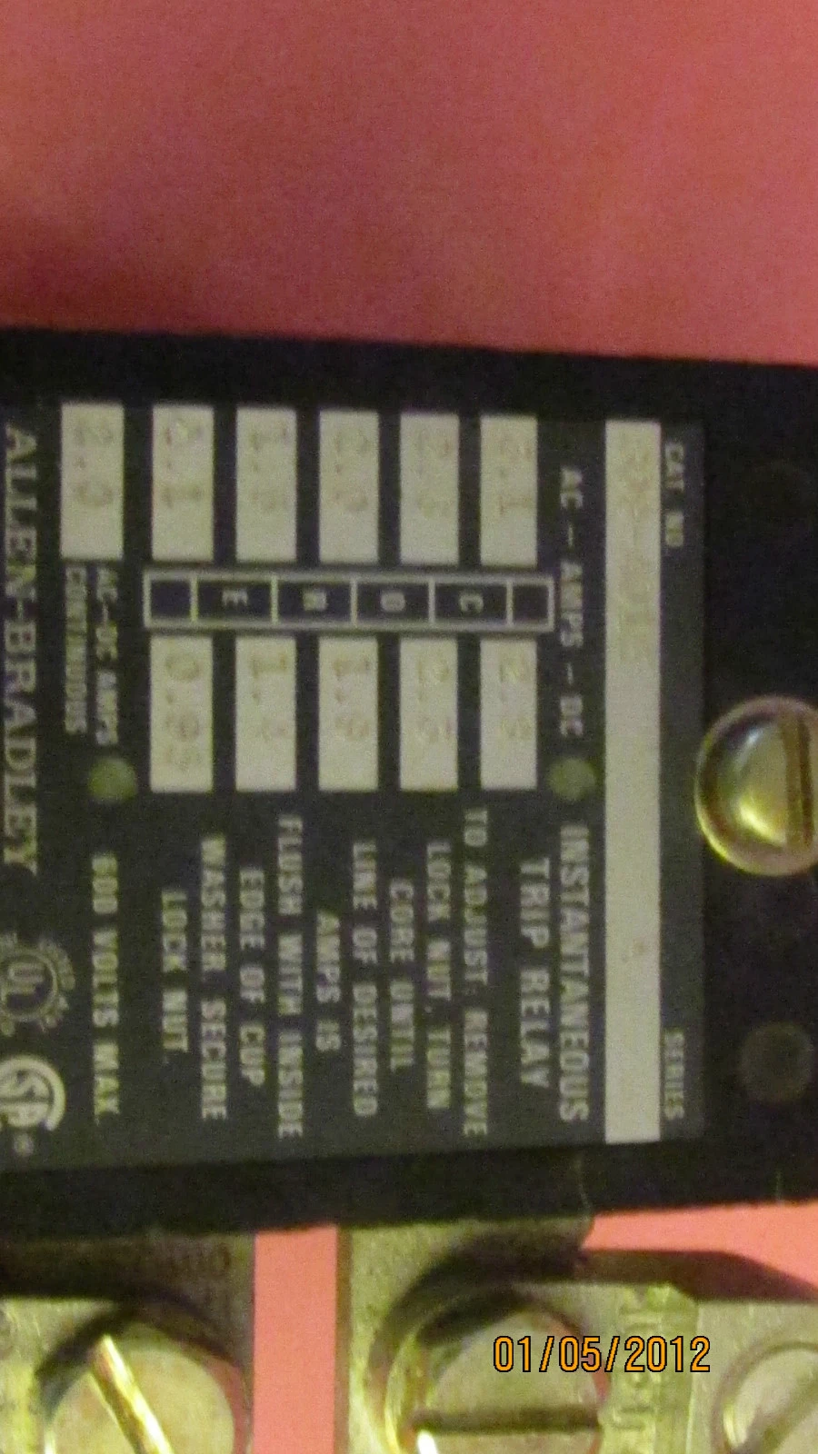 Used ALLEN BRADLEY TRIP RELAY 809-A01E 809 A01E 809A01E SER.A 600V 600 V 2A 2 A 2AMP
