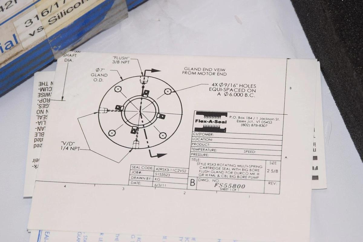 (NEW) FLEX-A-SEAL 4061599 RSX3 42RSX311C2VS2 2-5/8" Cartridge  Seal