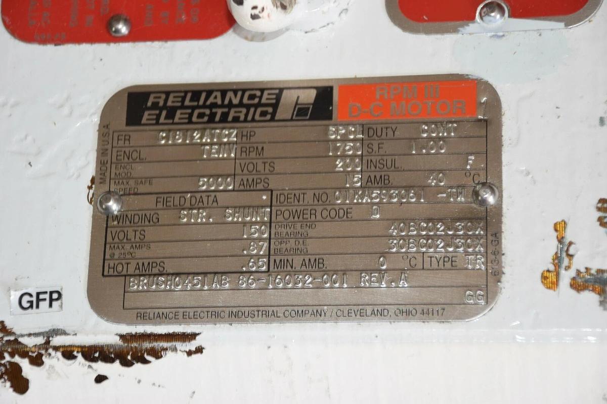 Used Reliance Electric  200V DC Motor, 1750 RPM, C1812ATCZ  ( 10HP ?