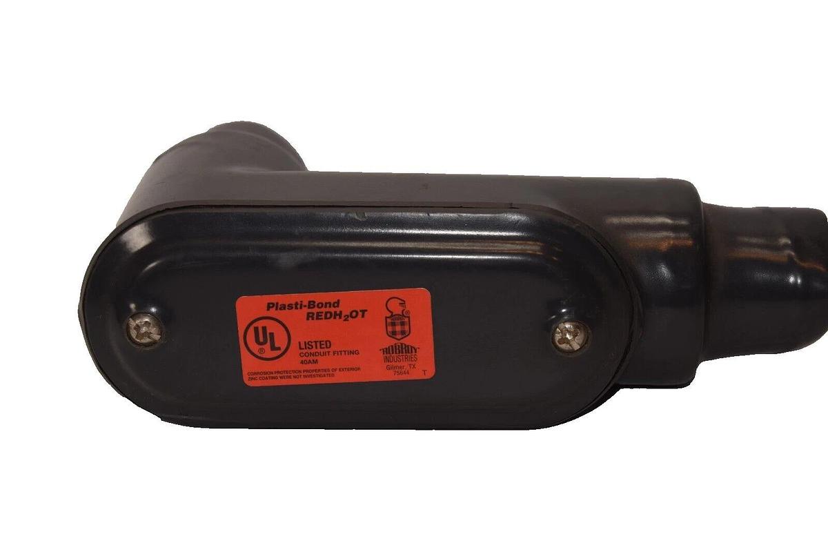 PLASTI-BOND Robroy 1-1/4" PVC Coated 90 degree Conduit Body 40AM Fitting NEW