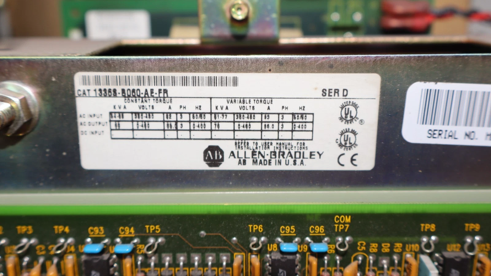 Used Allen Bradley 1336 Plus Adj Frequency Drive 1336S-B060-AE-FR Ser D 76kva 3ph