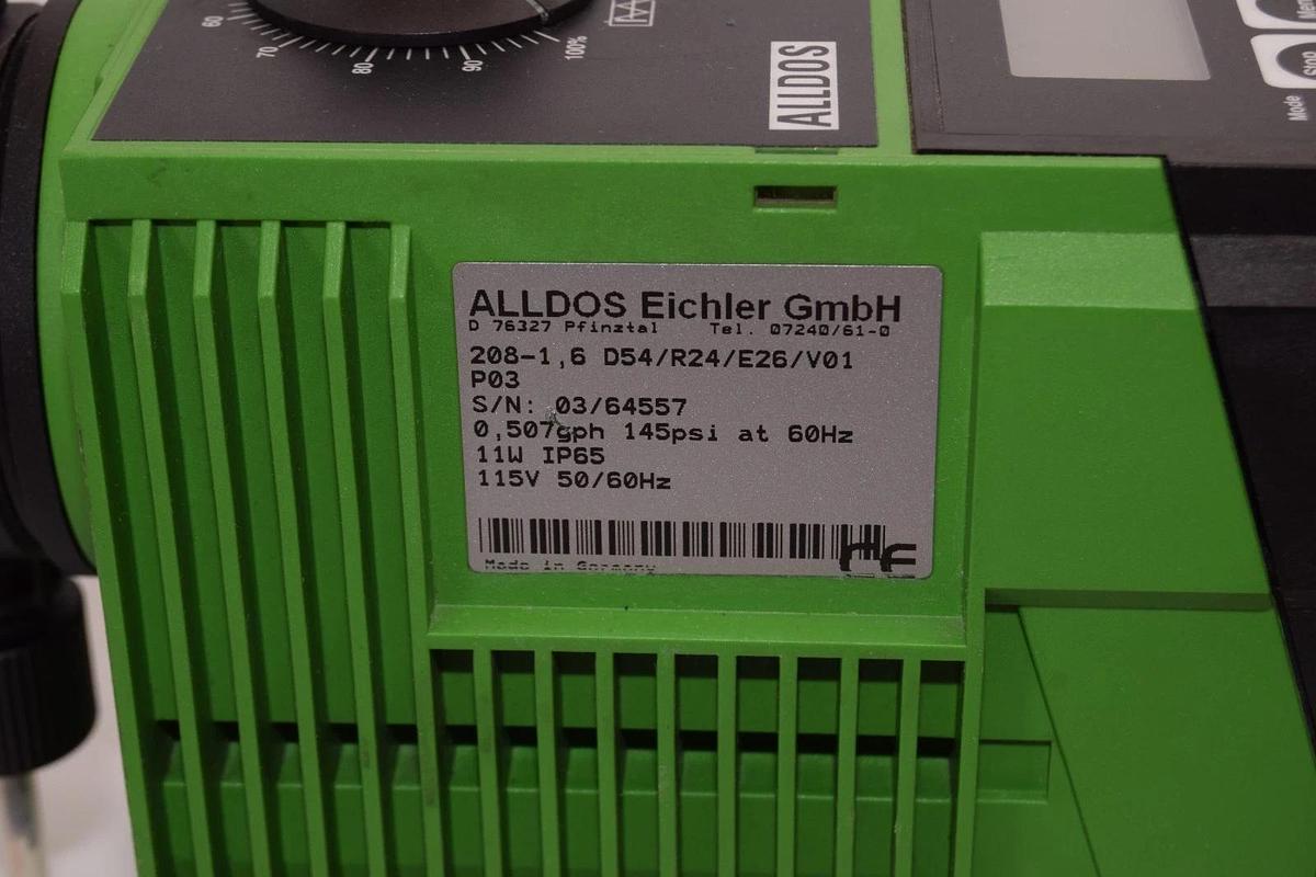 Used Alldos Eichler Gmbh 208-1 , 6 D54/R24/E26/V01 P03 0507gph 145psi Metering Pump