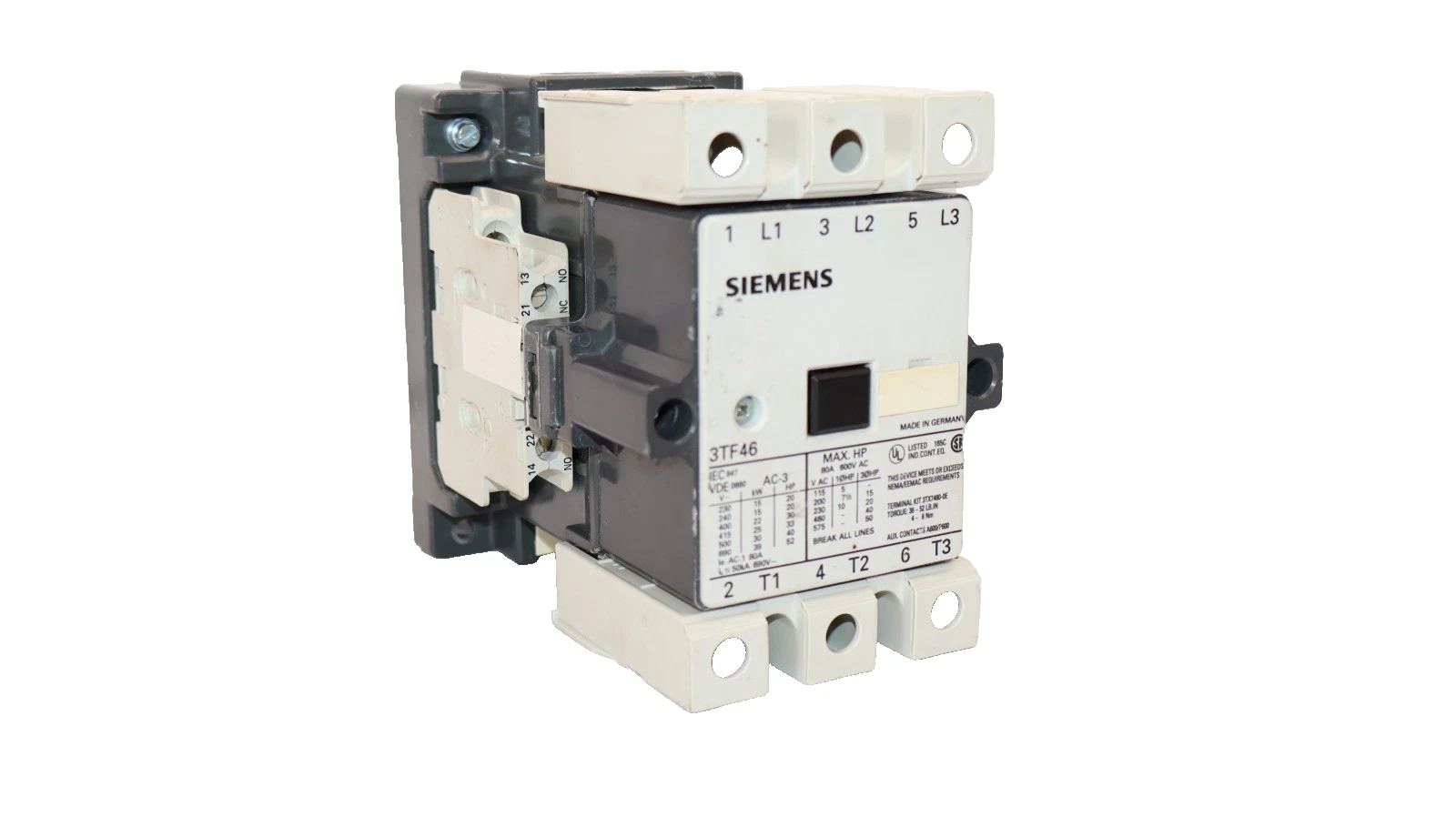 Used Siemens Motor Starter Contactor 3TF4611-0AK6 3TF46 110/120V Coil 3TF46110AK6