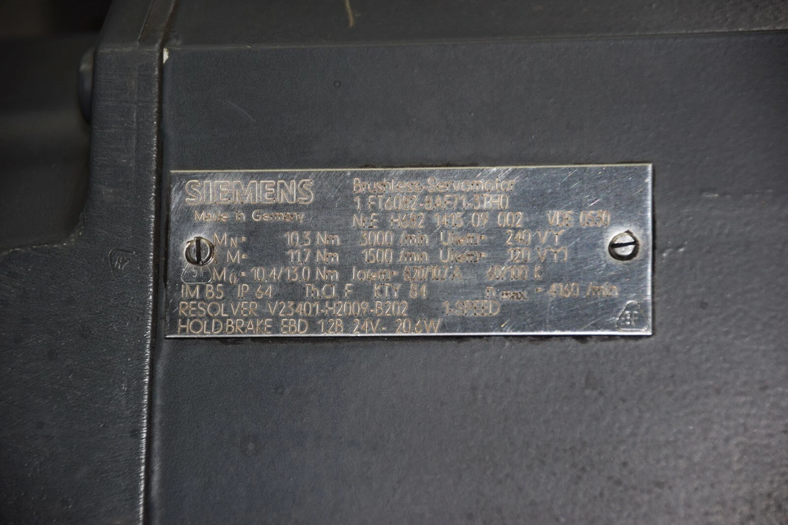 Used SIEMENS 1FT6082-8AF71-3THO 1FT6082-8AF71-3TH0 Brushless Servo Motor