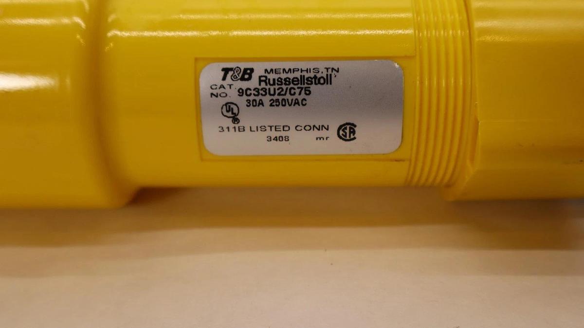 Thomas & Betts 9C33U2/C75 30A 250Vac Russellstoll Connector (New)