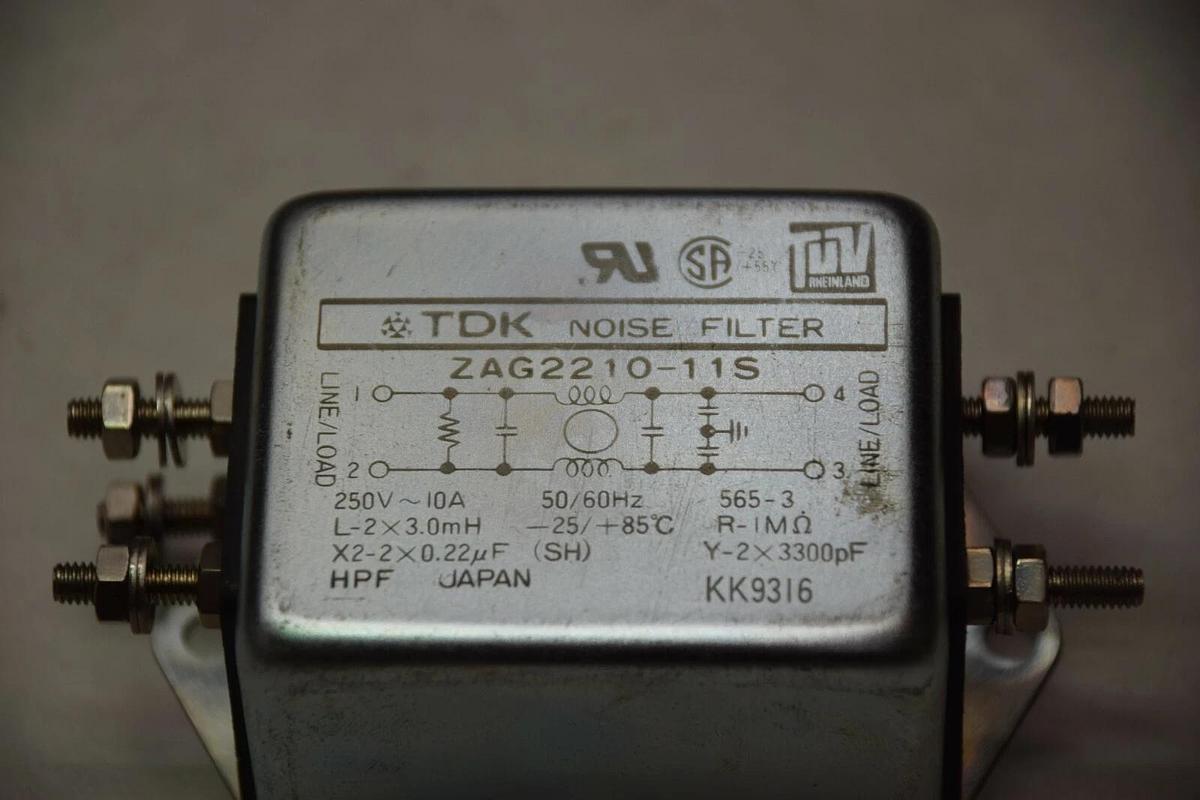 Used TDK ZAG2210-11S 250V 10A 50/60HZ NOISE FILTER
