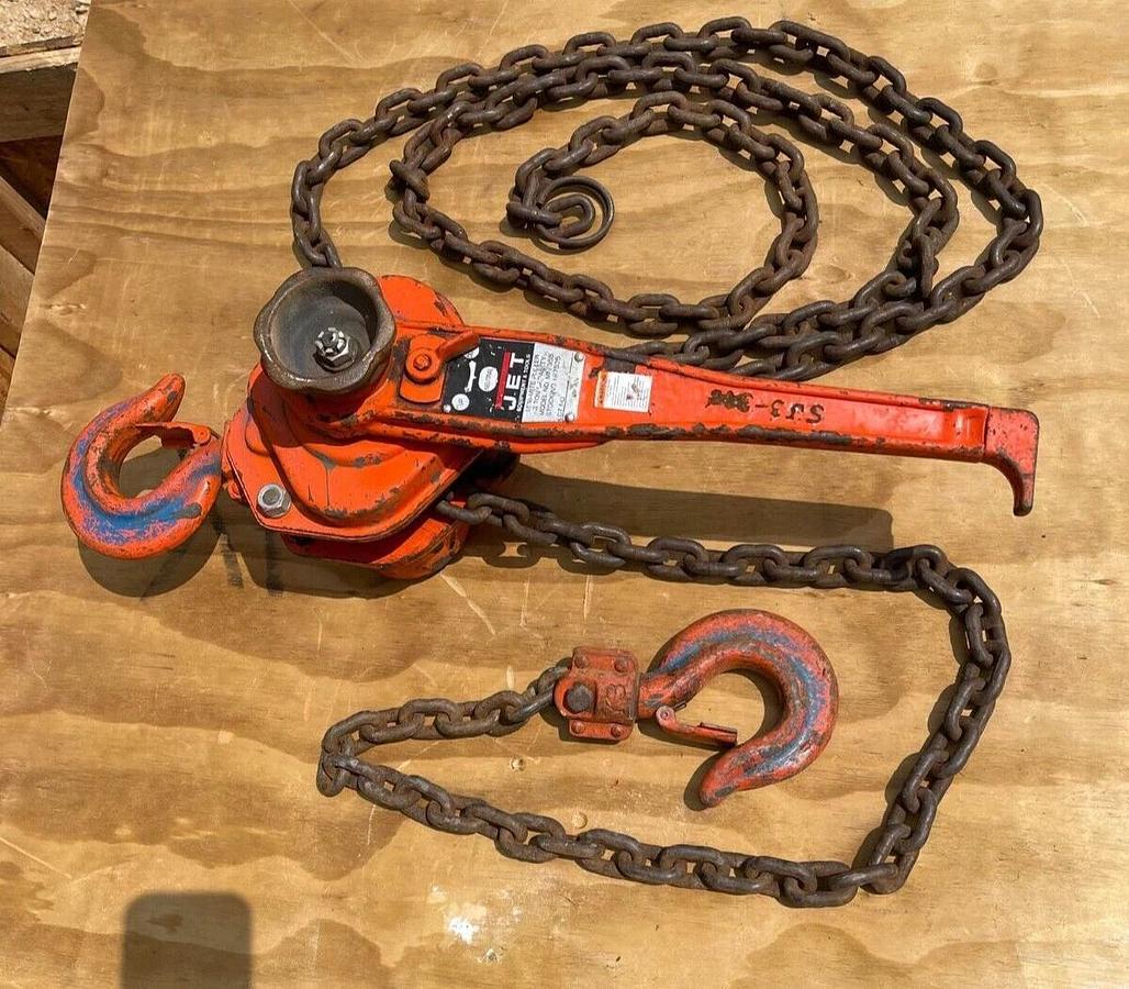 Used JET 3 Ton MiniMite Puller Leaver Chain Hoist Come Along 6,000lb MM355 15ft chain