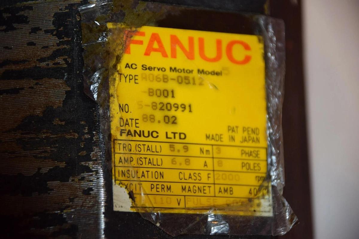 Used FANUC A06B-0512-B001 AC SERVO MOTOR, CODER A860-0304-T111 2000P