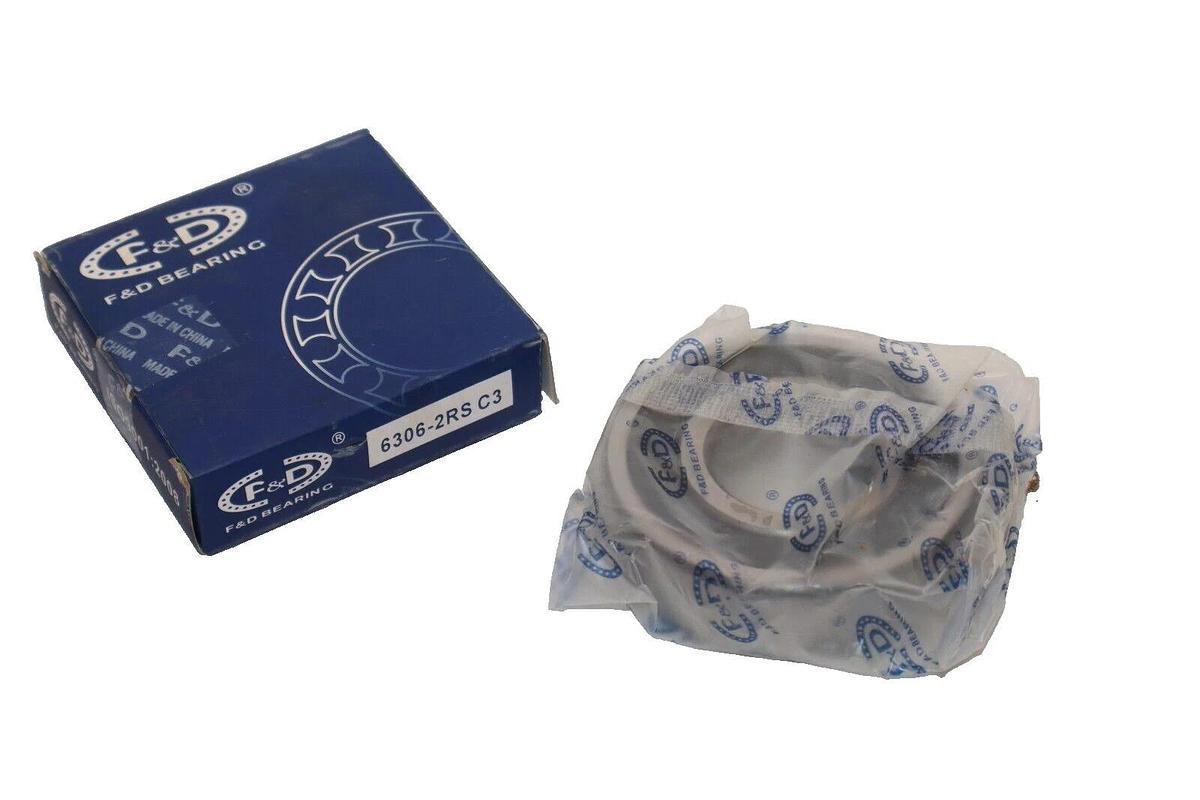 (NEW) F&D 6306-2RS C3 Rubber Sealed Ball Bearing