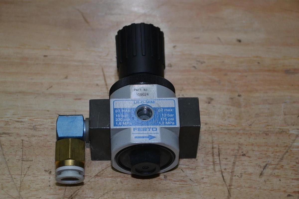 Used FESTO 159624 LR-D-MINI 12 BAR 175psi PRESSURE REGULATOR