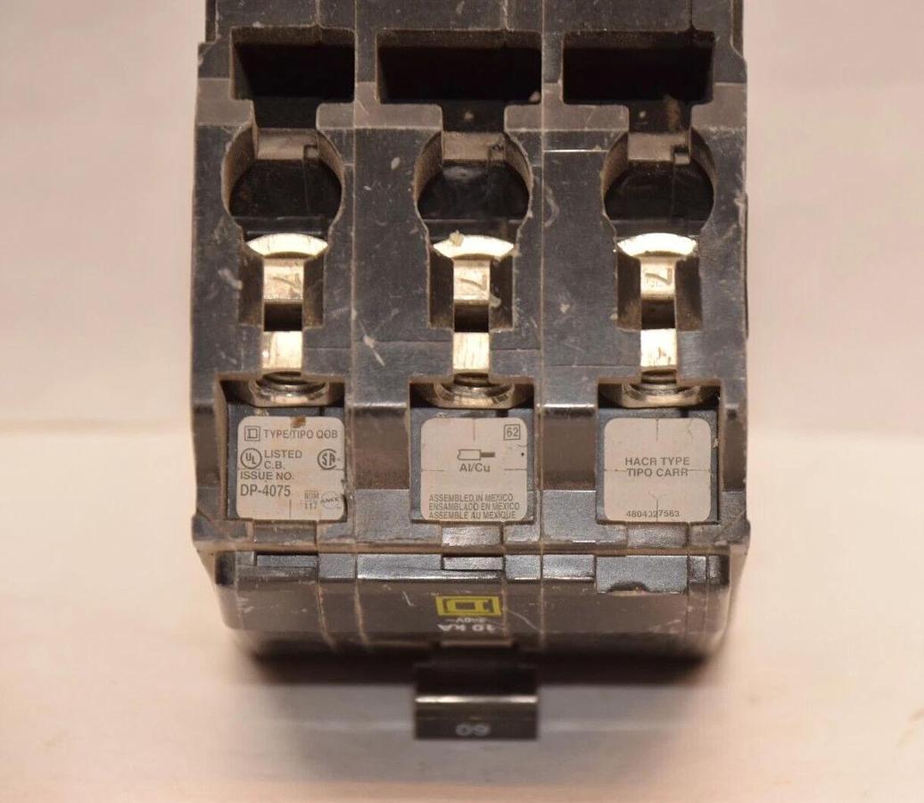 Used Square D Breaker DP-4075 QOB 60A 60 Amp 3 Pole 3P 240v (Used)