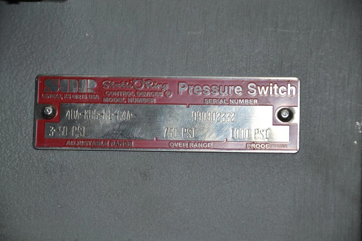SOR STATIC O RING 4BA-KB5-N1-C4A 3-50PSI PRESSURE SWITCH NEW