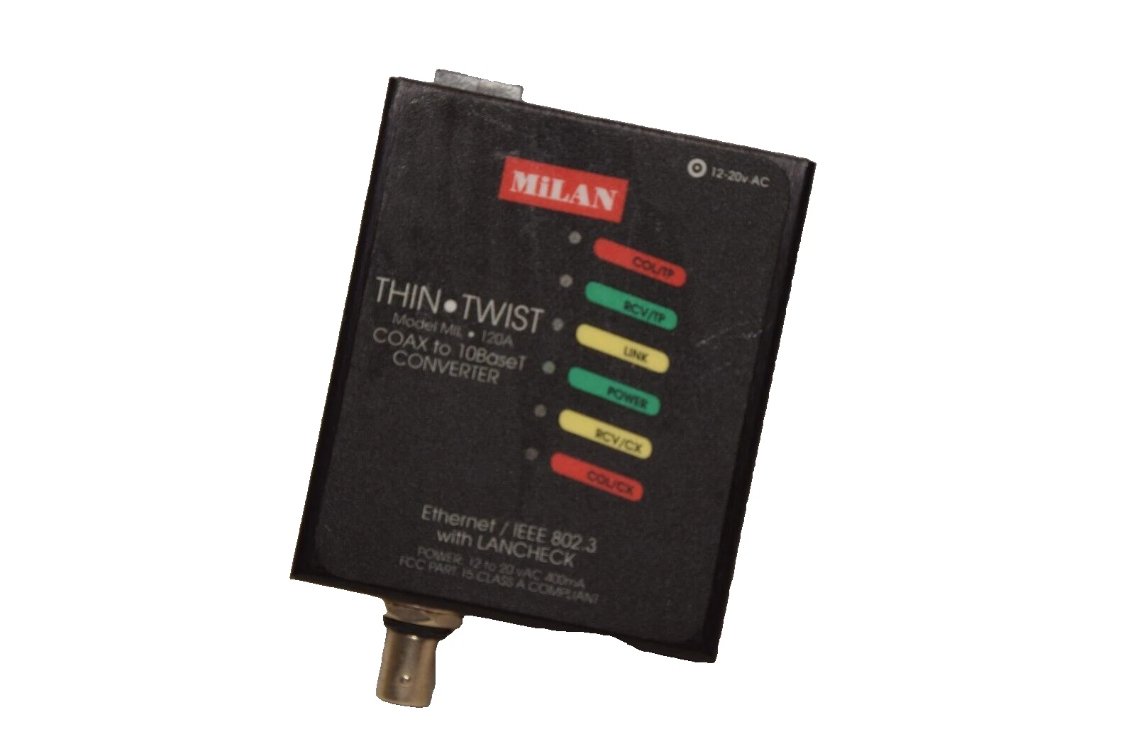 Used MILAN MIL-120A Thin Twist Coax to 10BaseT Converter