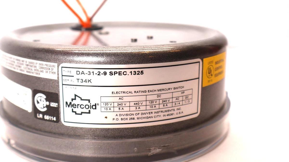 Used MERCOID DA-31-2-9 SPEC. 1325 Pressure Switch