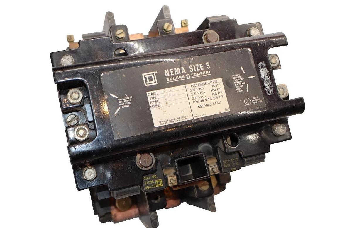 Used Square D Motor Starter 8536 SG01  SG0 1 8536SG01 Size Sz 5 550/600V Coil