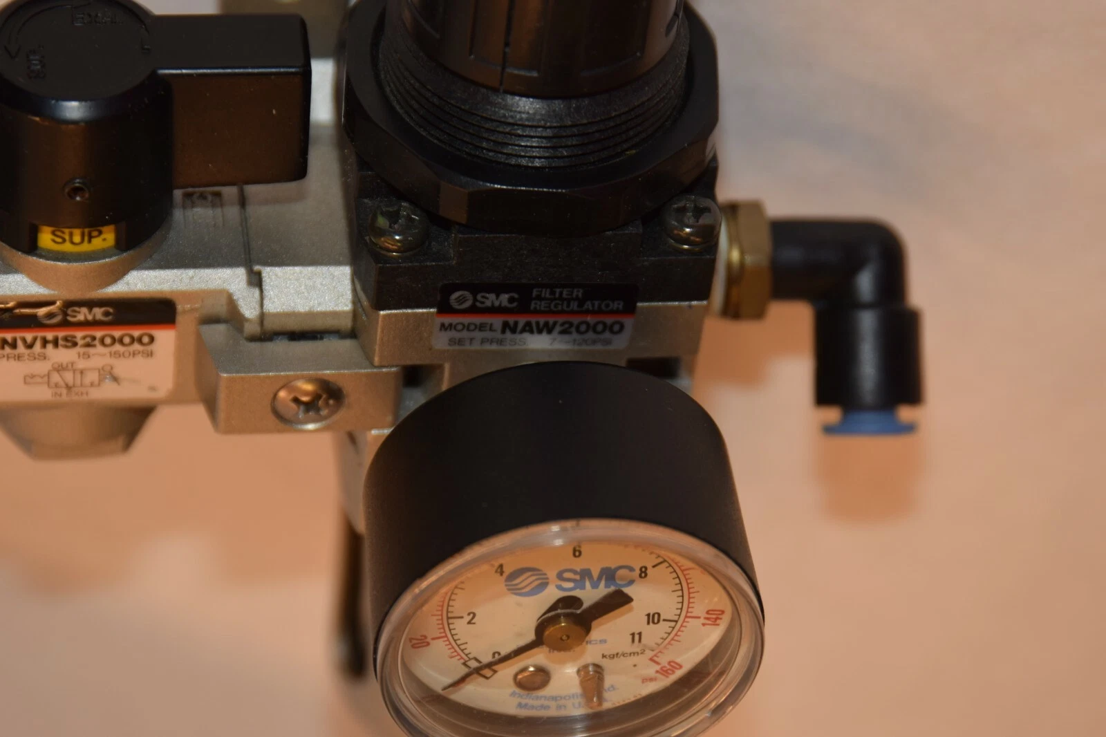 Used SMC NAW2000 7-120psi Filter Regulator With Shut-off Valve NVHS2000
