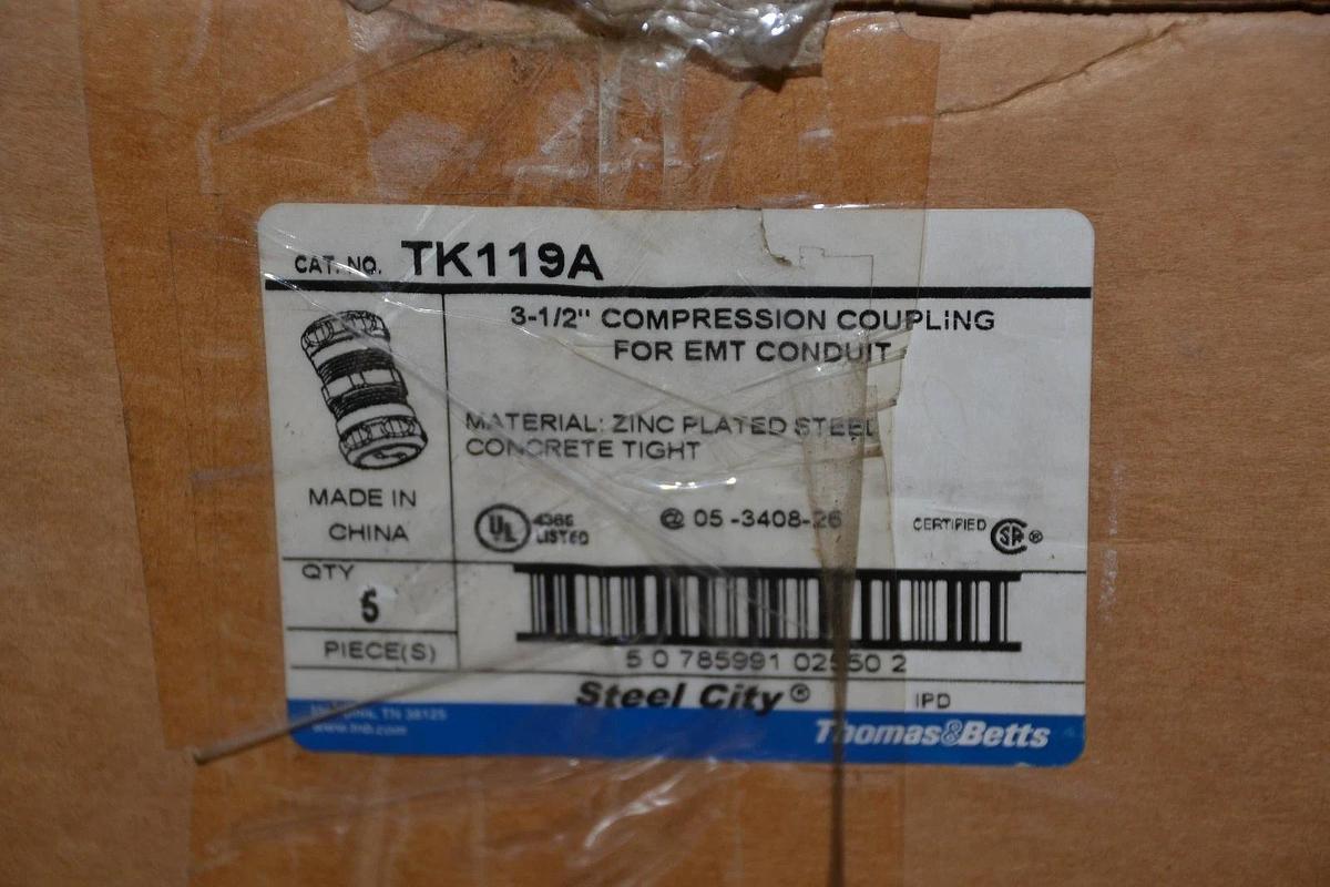 T & B TK119A 3-1/2" Compression Coup Steel-Zinc Plated Concrete Tight Qty-5