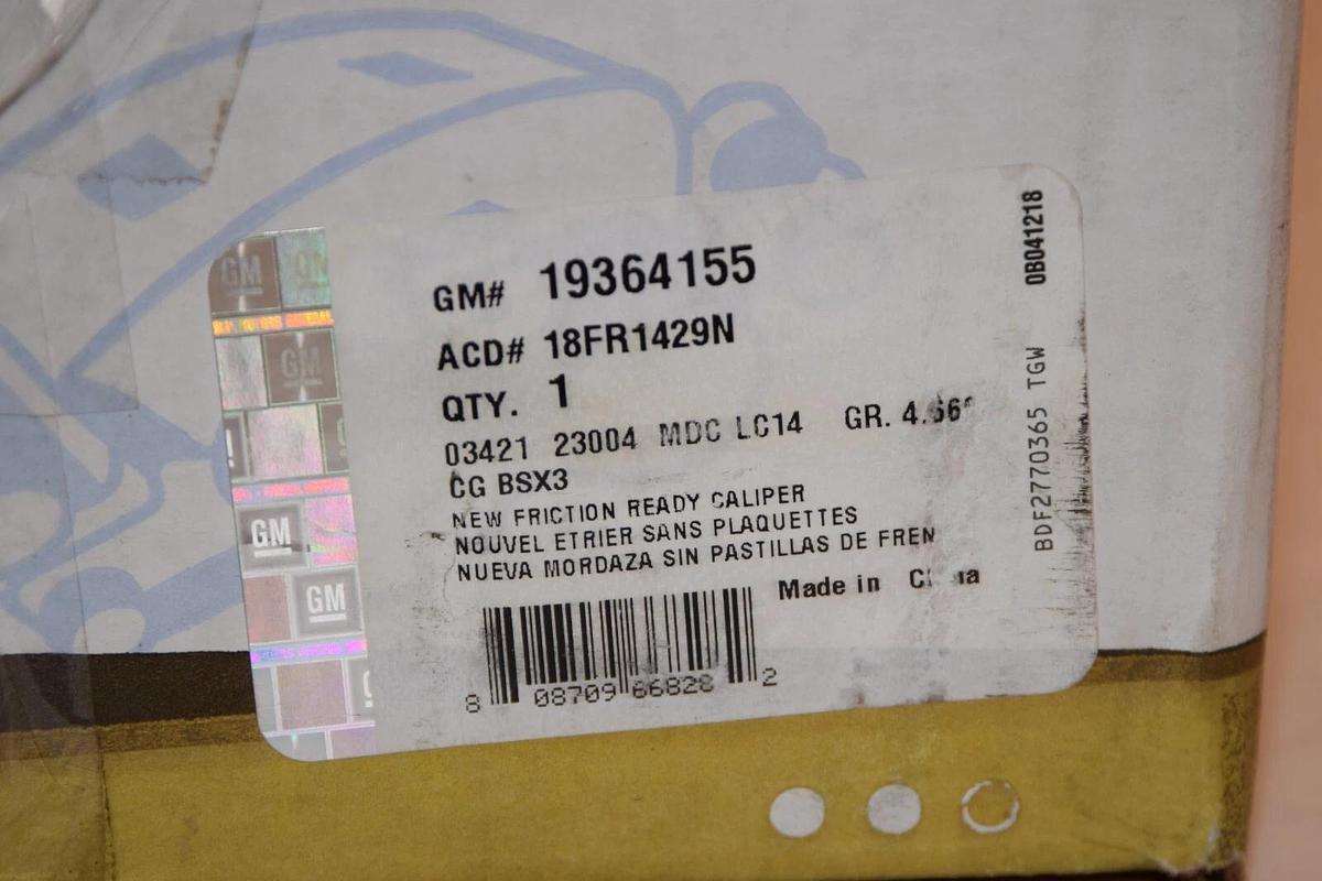 (NEW) ACDELCO Gold  18FR1429N , 19364155 Disc Brake Caliper Assembly