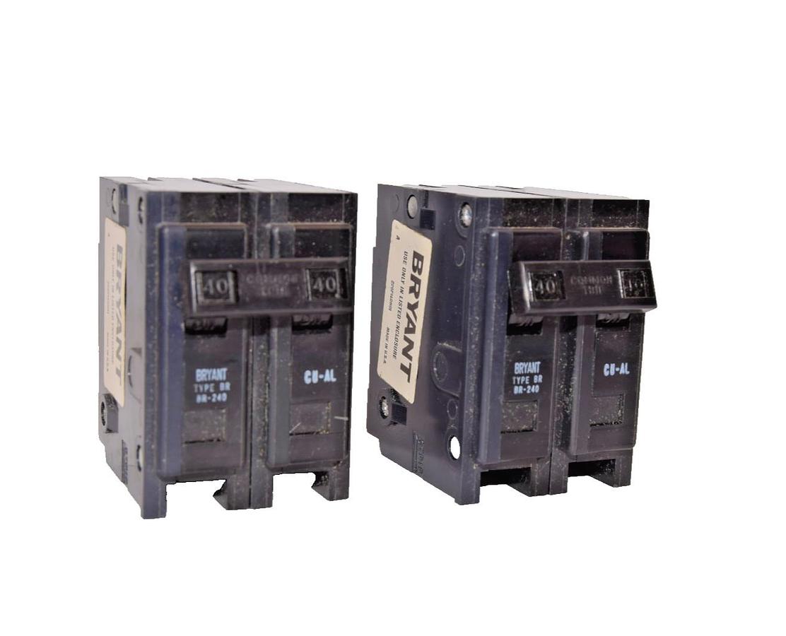 Used Bryant Circuit Breaker BR-240 40A 40 A Amp 2P Type BR  (Lot of 2)