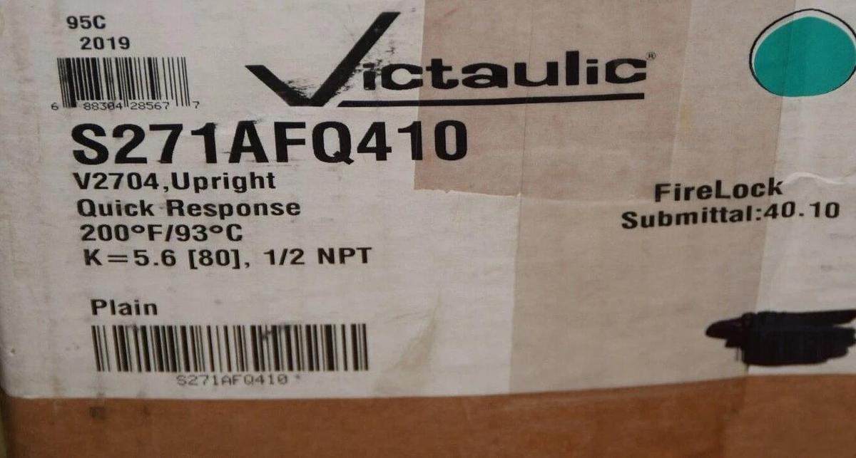 VICTAULIC S271AFQ410 V2704 200°F 1/2" Upright Quick Resp. Fire Sprinkler GREEN