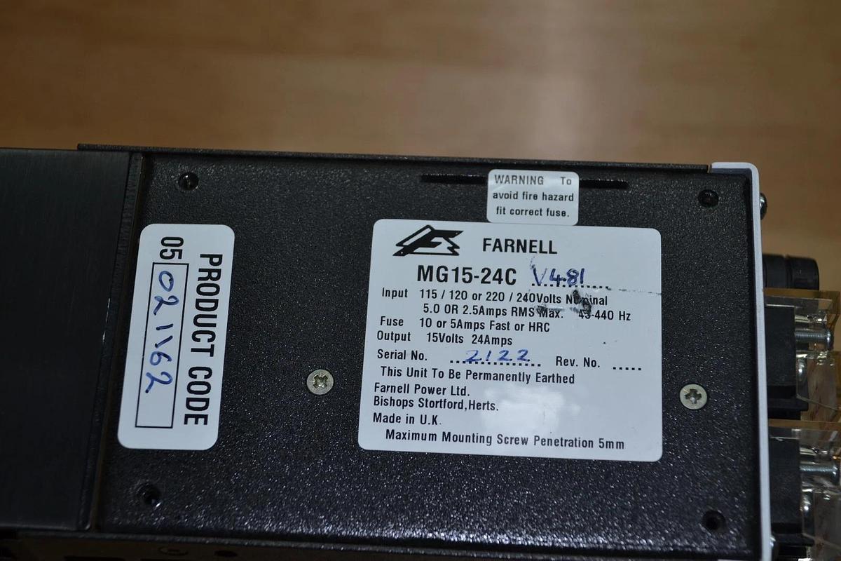 ADVANCE POWER SUPPLIES LTD MG15-24C MG1524C MG15-24CV481 15V 24A 110-220 INPUT
