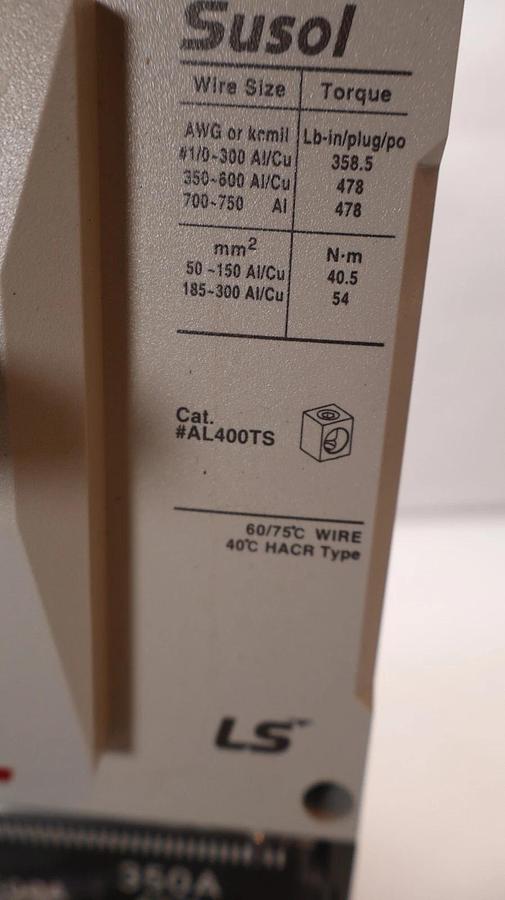 LS Electric Susol Circuit Breaker MCCB UTS400N-FTU-LL 350A 350 Amp 3p 3ph NEW