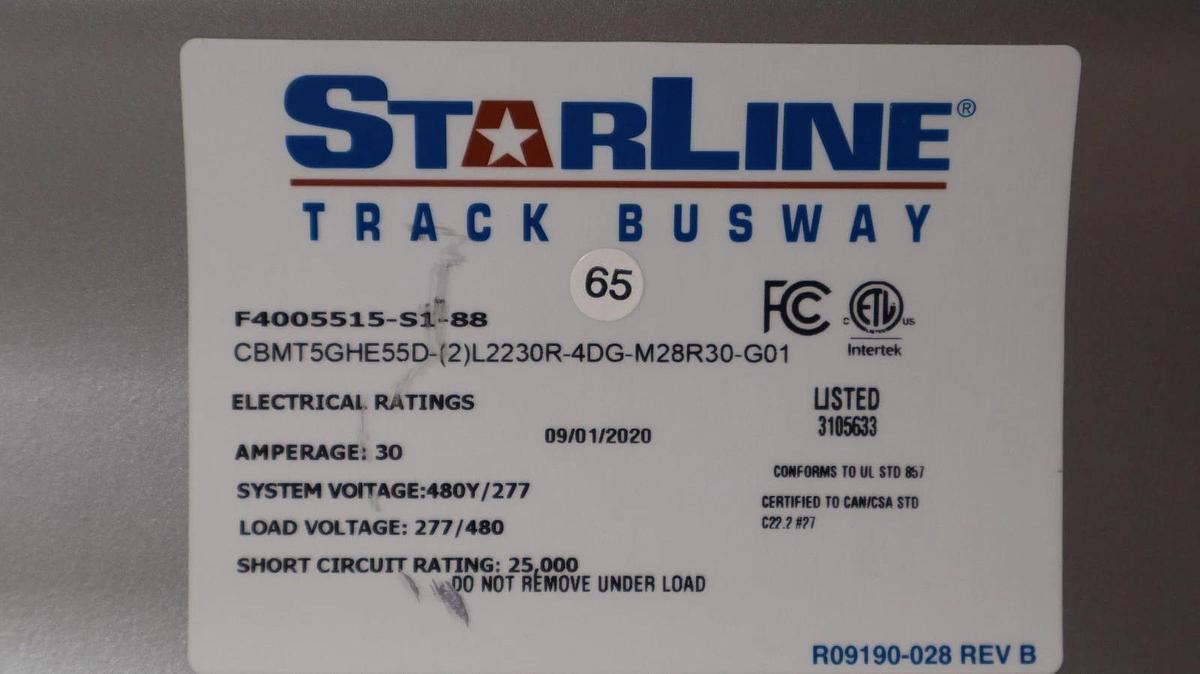 StarLine Track Busway CBMT5GHE55D-(2)L2230R-4DG-M28R30-G01 Tap Box (New)