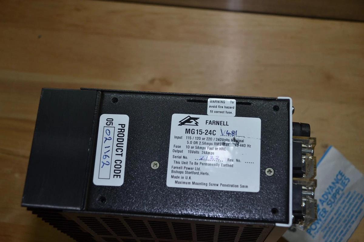 ADVANCE POWER SUPPLIES LTD MG15-24C MG1524C MG15-24CV481 15V 24A 110-220 INPUT