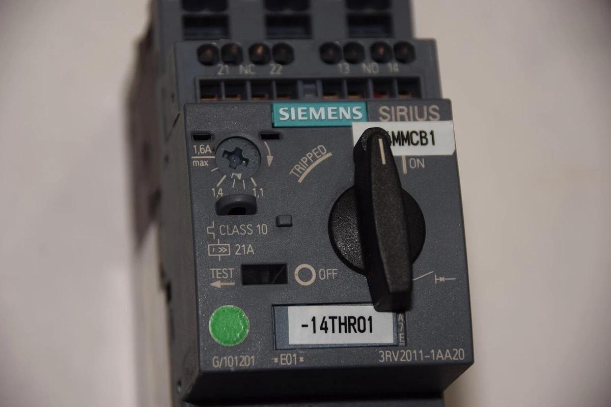 Used SIEMENS 3RV2011-1AA20 1,1-1,6A MOTOR PROTECTION CIRCUIT BREAKER
