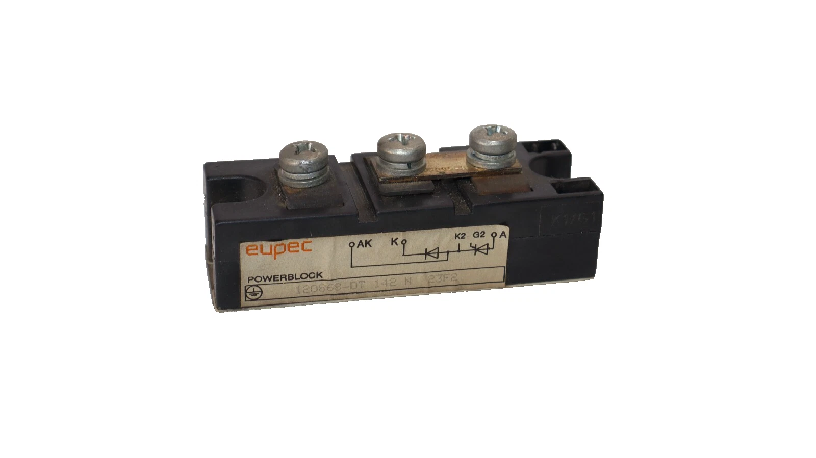 Used EUPEC 120868-DT 142N , 120868DT142N 3 Pole Powerblock Rectifier Bridge Module