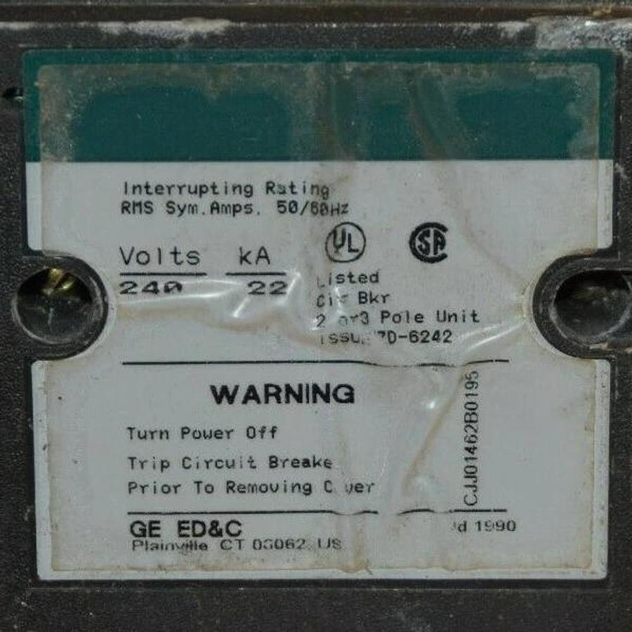 Used GE TJD422250 250A 240Vac 250Vdc 2 Pole Industrial Circuit Breaker