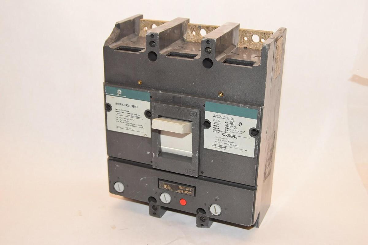 Used GENERAL ELECTRIC TJJ436200 200A 200 Amp 3P MAG ADJ 600-2000A Circuit Breaker