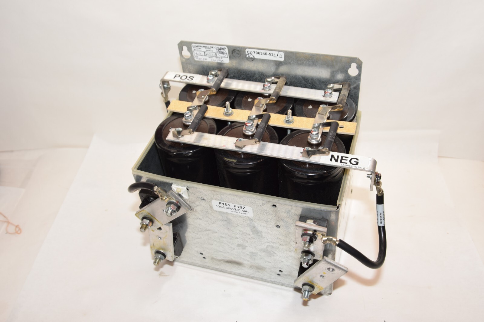 Used EMERSON /LIEBERT 02-796340-53 02/796340-53/3 F101-F102 125A 660V Capacitor Tray