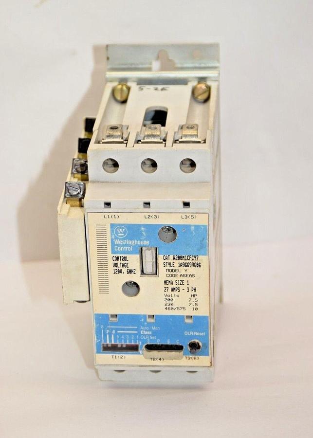 Used WESTINGHOUSE W200M1CFCY7 1A96699G06 Size Sz 1 3ph 120V Coil Contactor