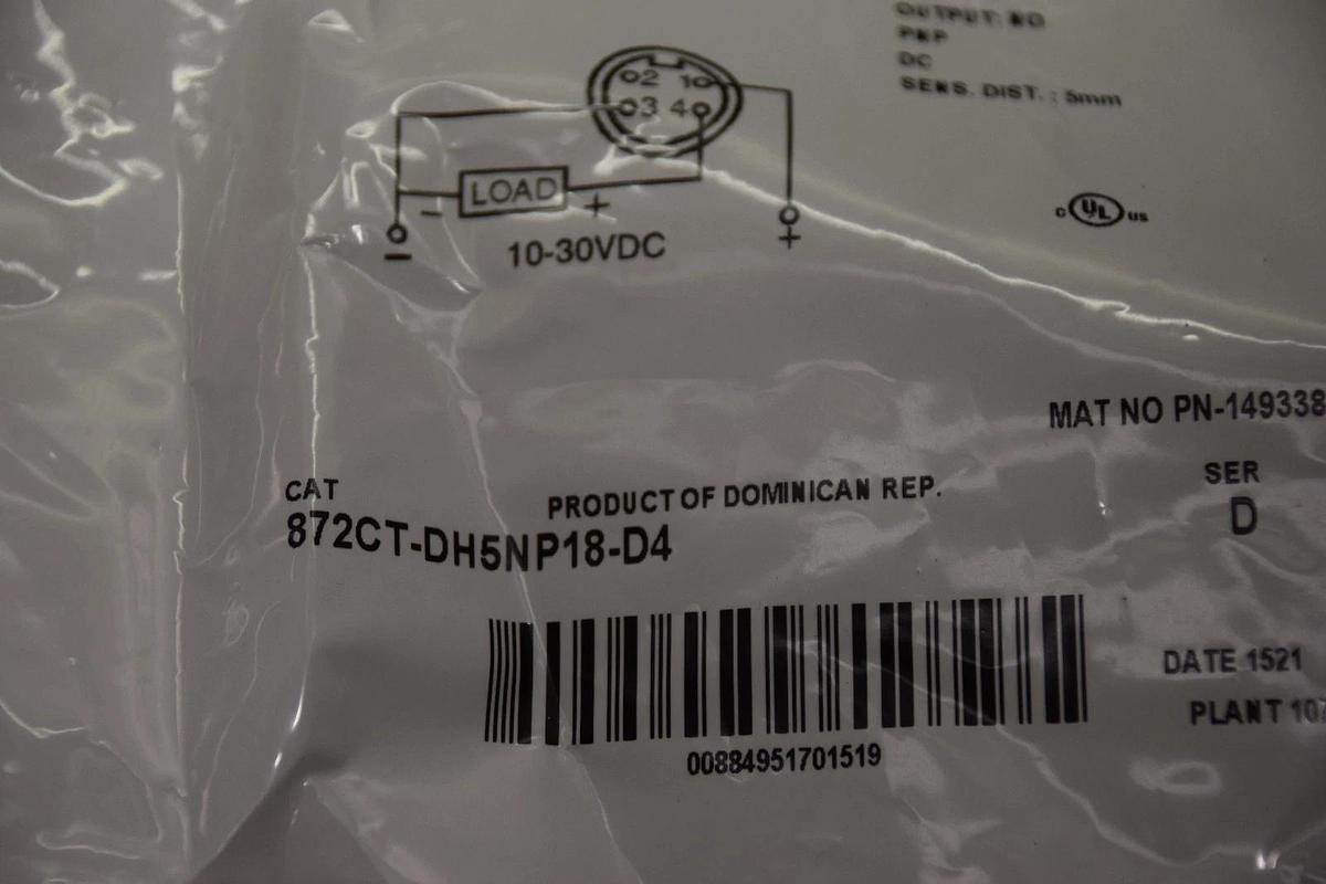 ALLEN BRADLEY 872CT-DH5NP18-D4 SERIES D 10-30VDC 200mA PROXIMITY SENSOR NEW