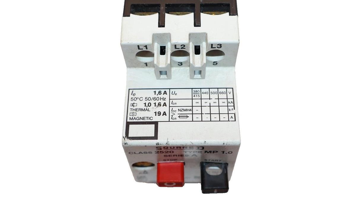Used Square D 2520-MP 1.0 Series A 1.6A 660V 3P Manual Starter (Lot of 3)