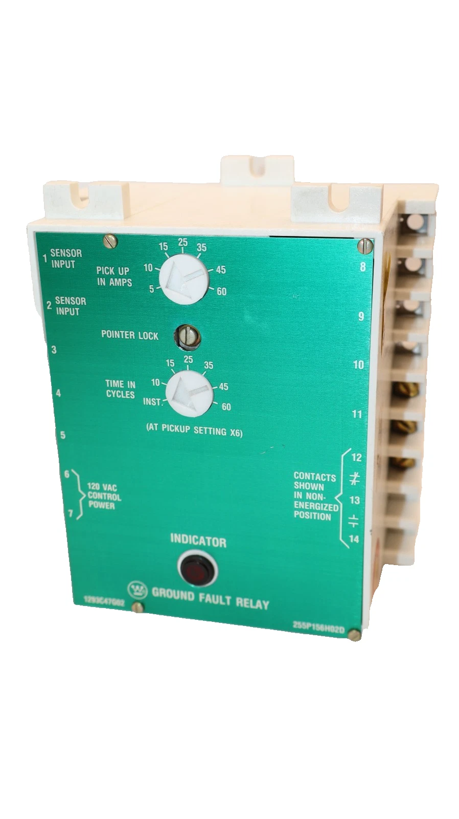 Westinghouse Ground Fault Relay Class I 120V 125A 1293C47G02 255P156H02D (NOS)