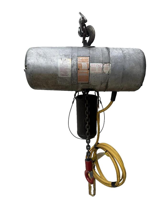 Used CM Lodestar Chain Hoist 1/2 Ton 1000lb Model J 20' chain 240V 480V 3ph 1hp 32fpm