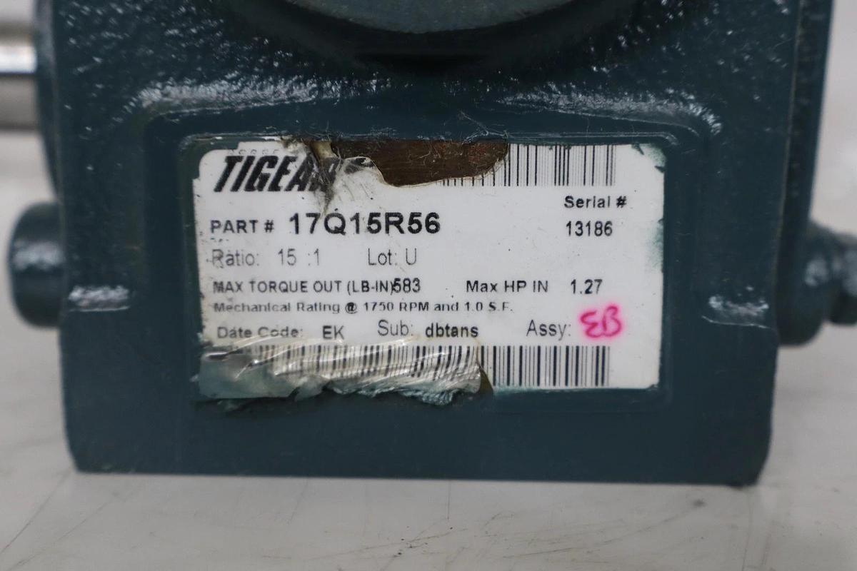 Refurbished Dodge Tigear Gear Box Speed Reducer 17Q15R56 1.27hp 1750rpm 7/8" Shft 15:1 Ratio