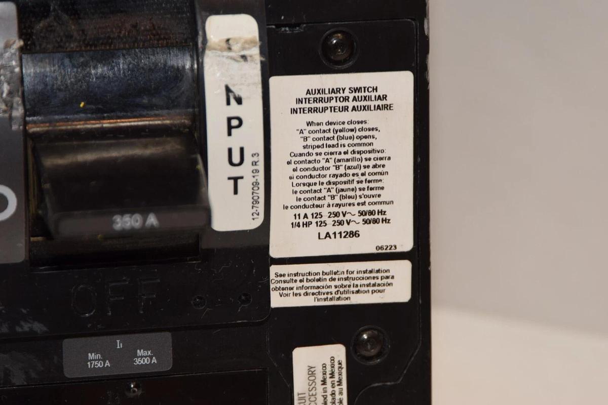 Used Square D 12-718012-21 3-Pole 350A 350 Amp A 600V Circuit Breaker LH 350A LH350A