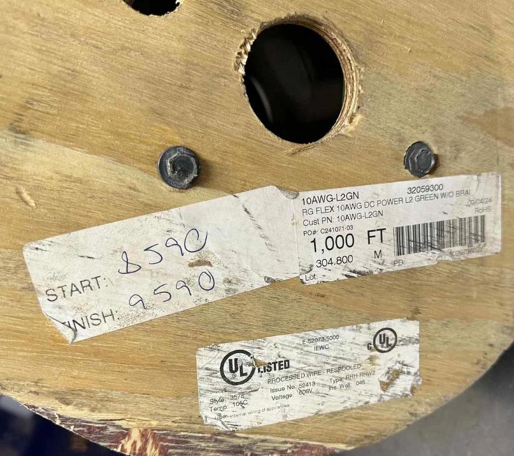 1000' RG Flex Wire 10 AWG DC Power L2 Green w/o Braid 10AWG-L2GN 3578 RHH-RHW2