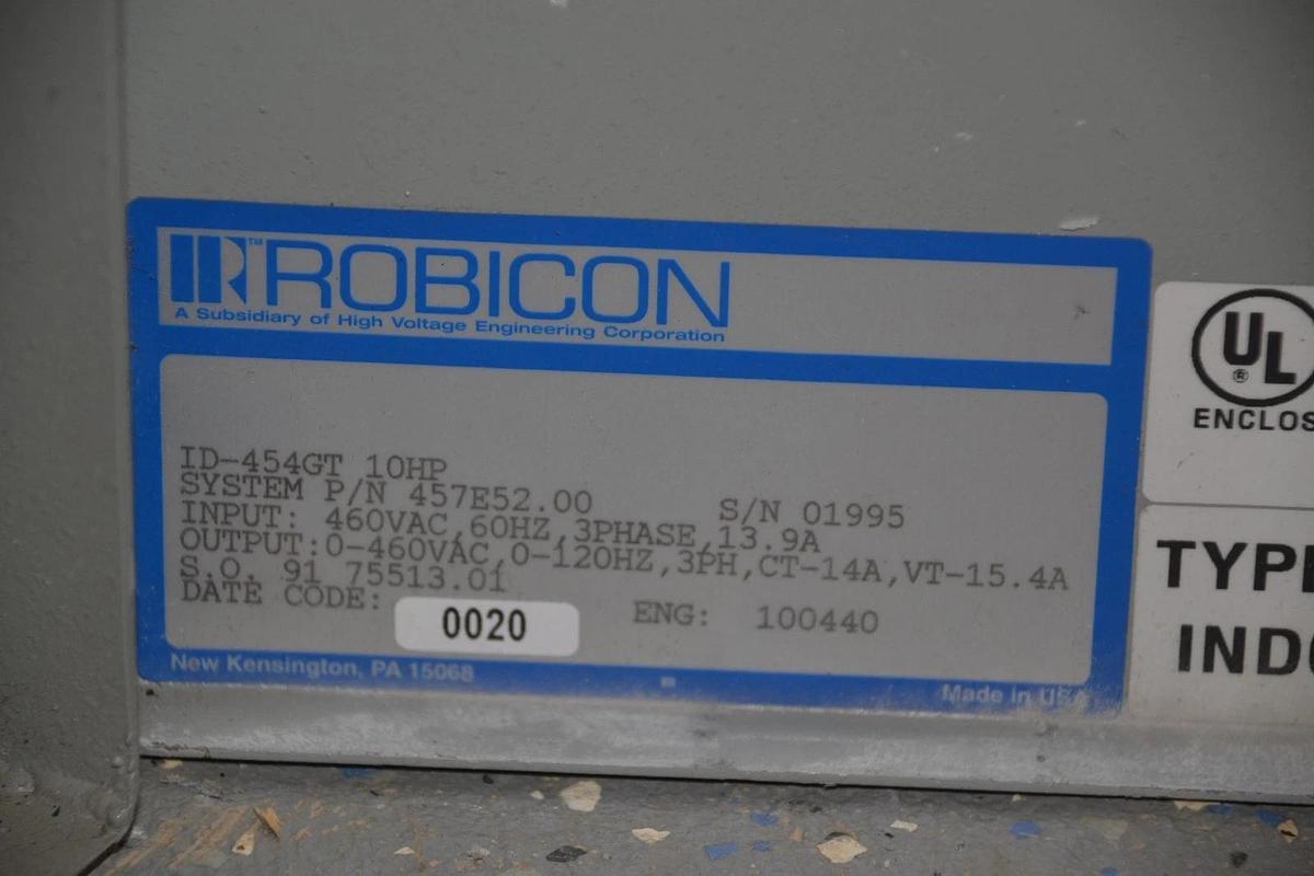 Used ROBICON 10HP AC DRIVE ID-454GT 3PH 460V 457E52.00
