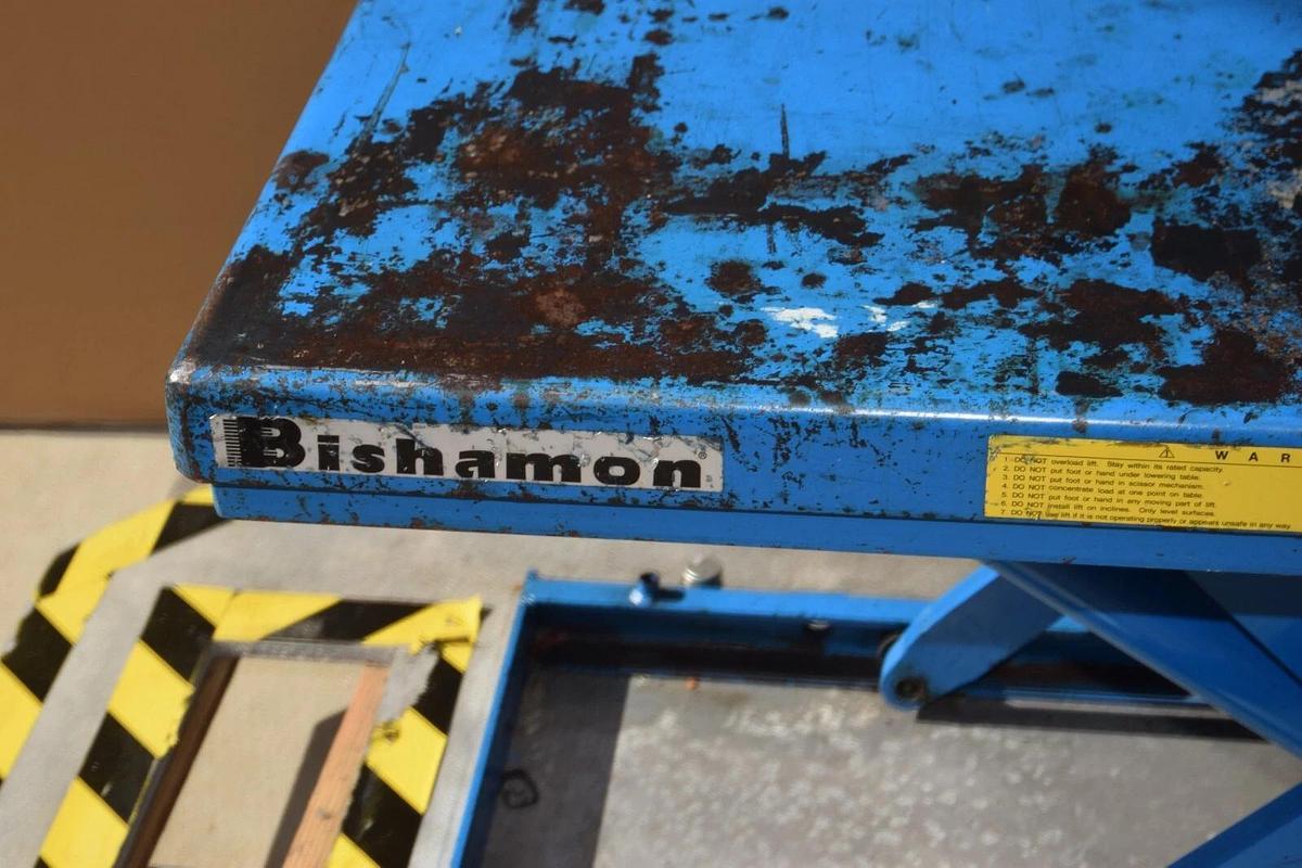 Used Bishamon Hydraulic Lift Table LX50 1,100lb 500kg Capacity 115/208-230v w Pump