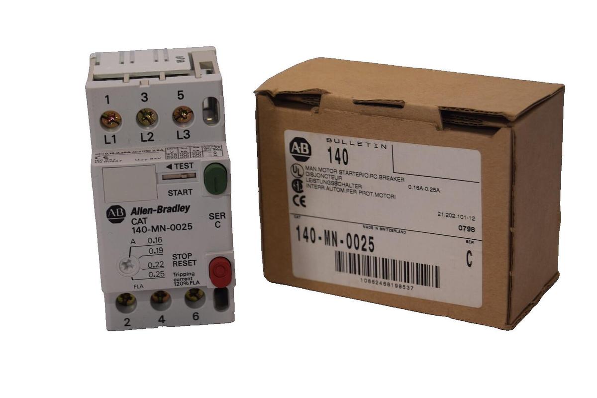 (NEW) ALLEN BRADLEY 140-MN-0025 Series C 0.16-0.25Amp Manual Motor Starter
