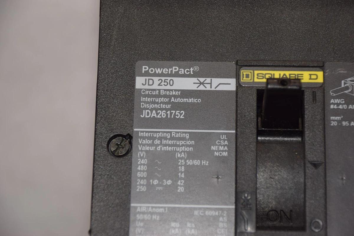 Refurbished Square D PowerPact Breaker JD250 JDA261752 JDA 261752 175a trip (NEW)