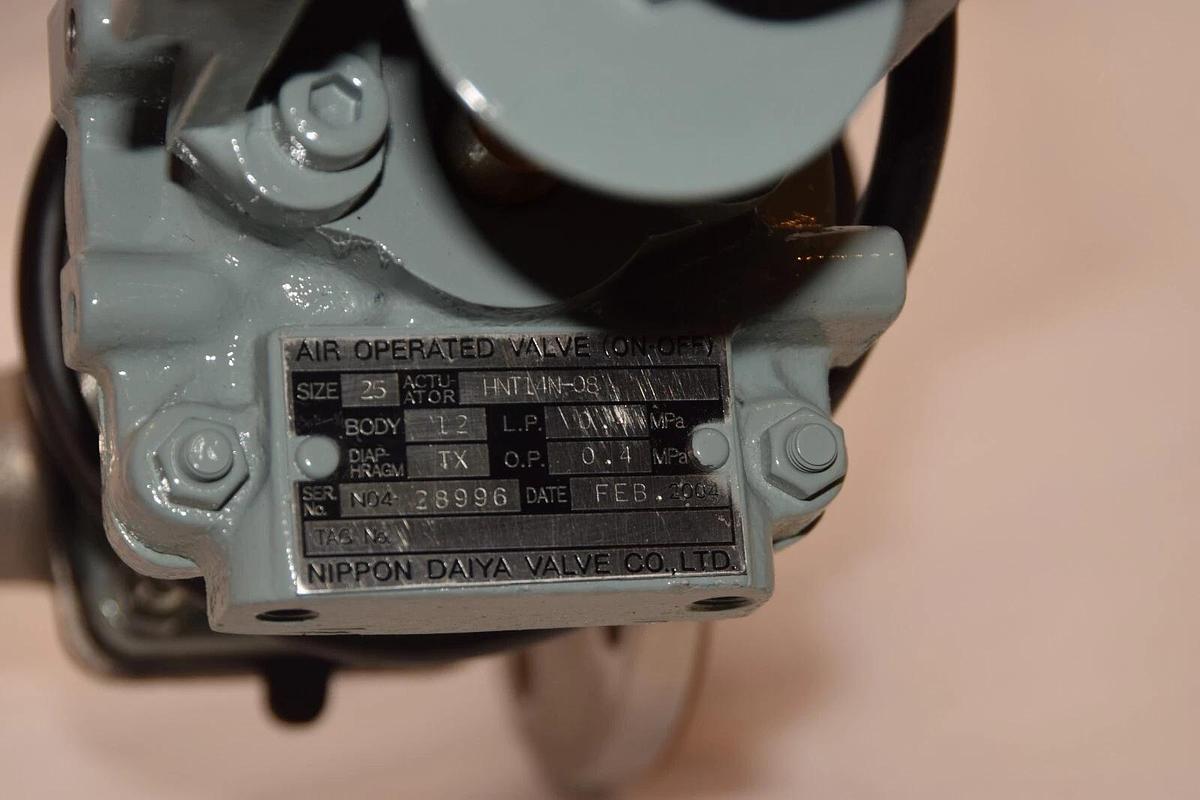 NEW- NIPPON DAIYA VALVE HNT14N-08 Size 25 1" Body 12 Air Operated Valve (On-Off)