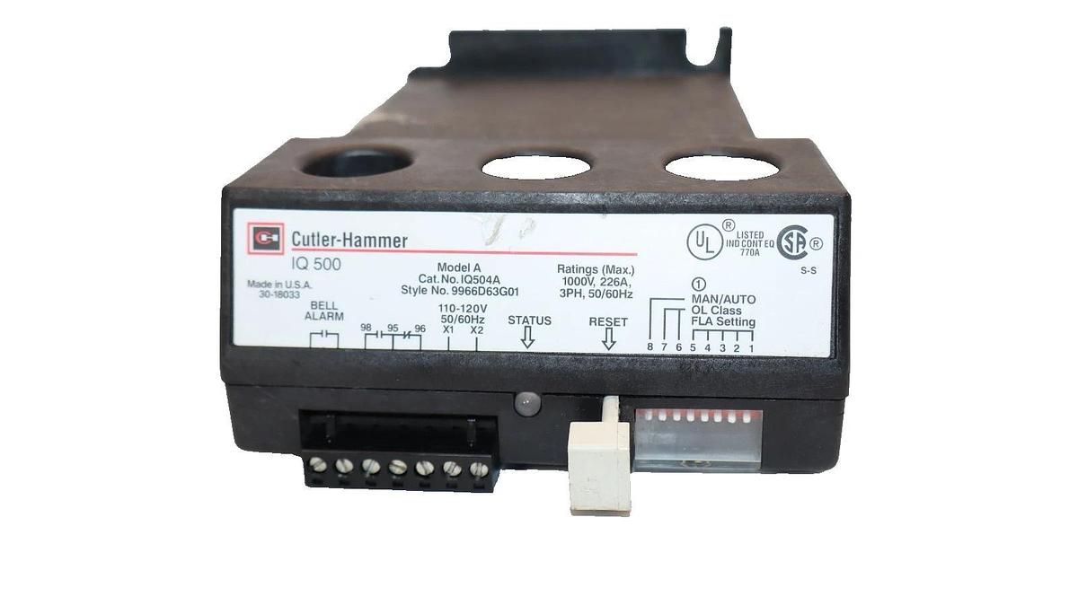 Used Eaton Cutler-Hammer Motor Protection Relay IQ500 IQ504A Mod A 1000V 226A 3hp