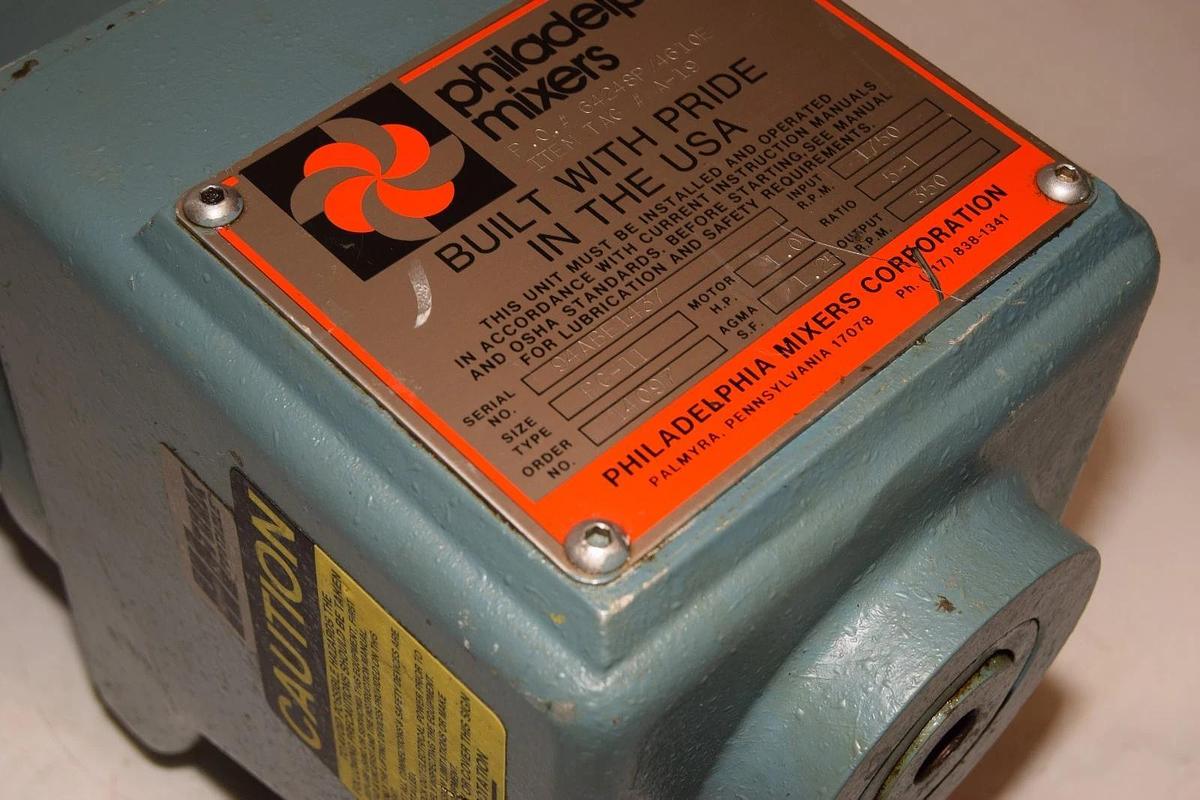 Philadelphia Portable Mixer Tank Agitator PG-11 1hp 3ph 350rpm Lightnin *NOS*