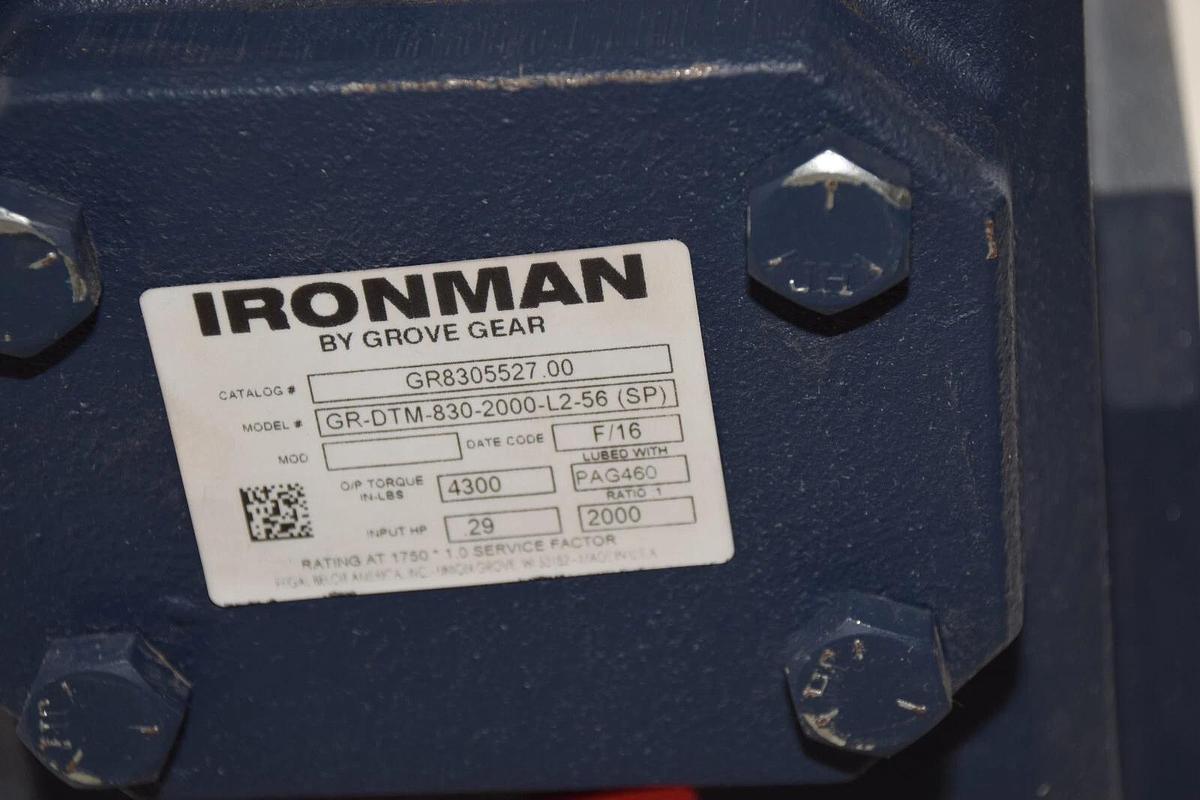 Grove Gear IronMan Gear Box Reducer GR8305527.00 GR-DTM-830-2000-L2-56 SP 2000:1