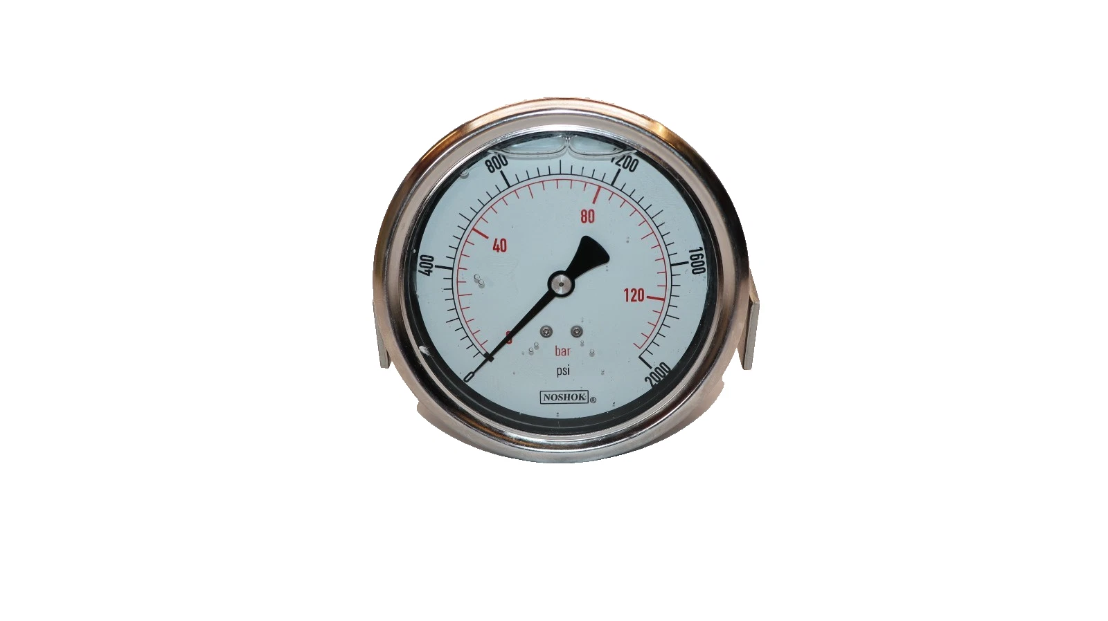 NOSHOK Gauge Back Connection 0-2000psi 1/4 NPT Liquid Filled 137.9 Bar (NEW)